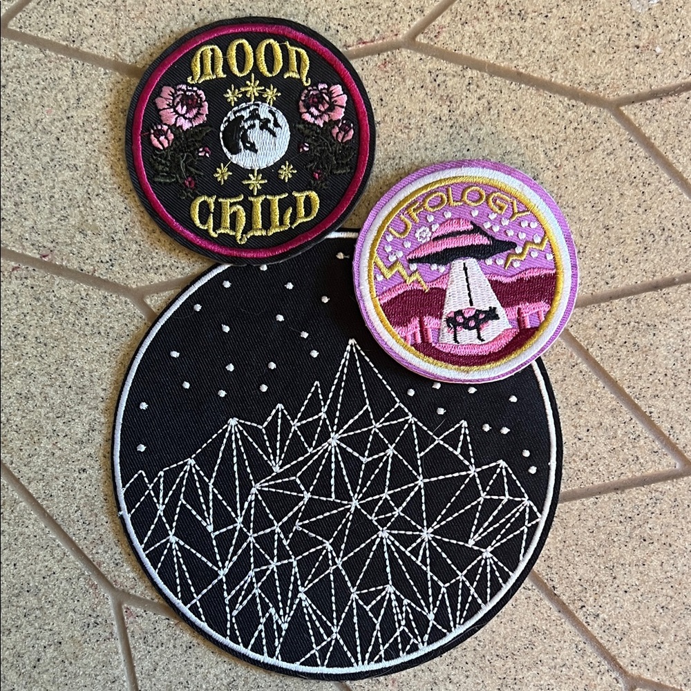 3 Iron On PATCHES new 🍄✨🪩